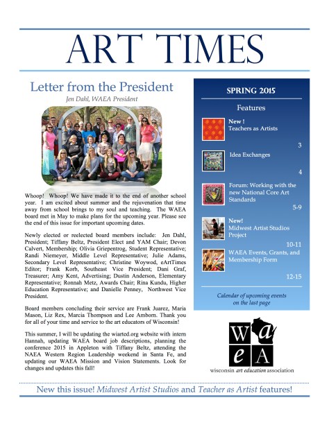 WAEA Spring 2015 eArtTimes Cover